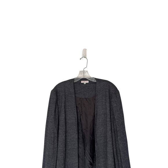 Talbots Blazer Charcoal Gray Open Front Wool Office Work Career Long Size 12 - Picture 3 of 10